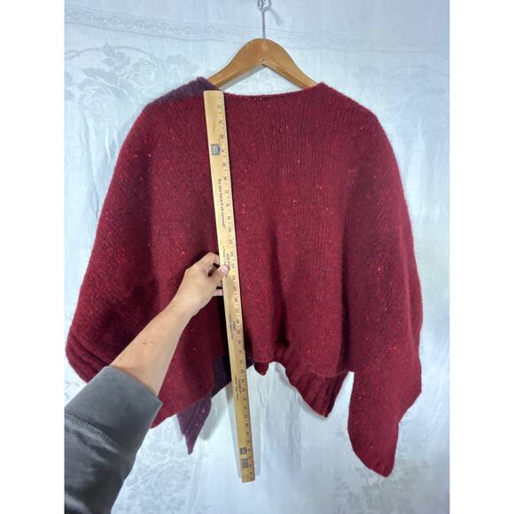 Bonner Of Ireland Poncho Purple Burgundy Speckled Cable Knit Small Cape Irish - Picture 9 of 10